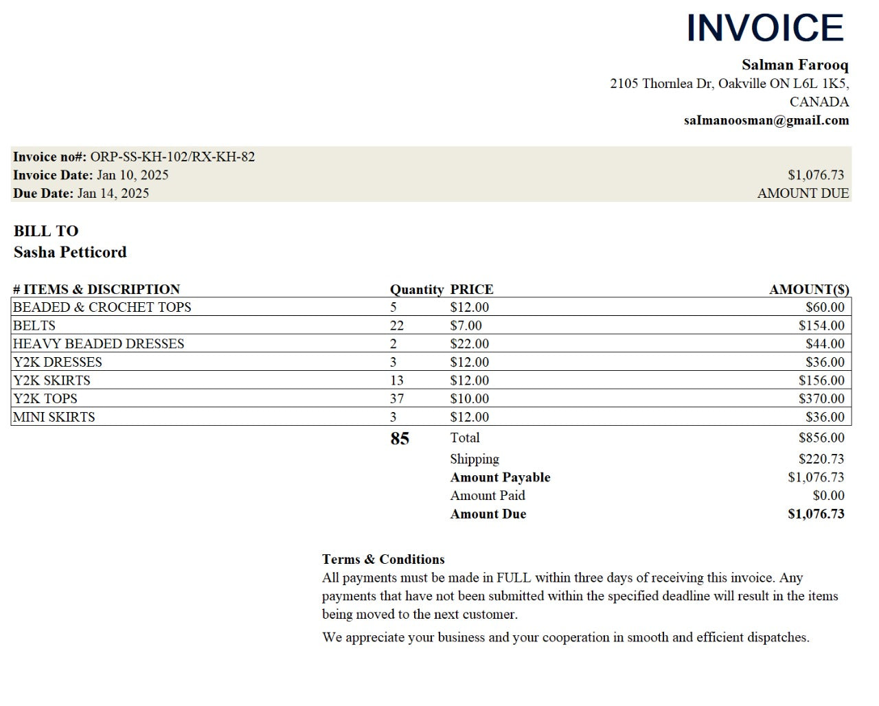 Sasha Petticord Bundle- 85 Pieces