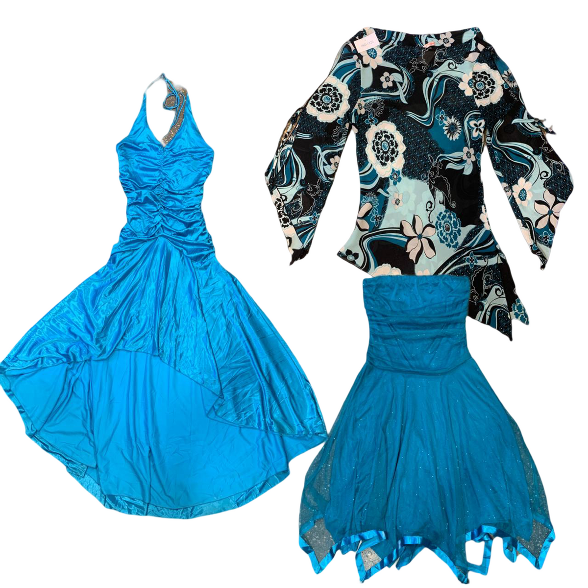 RX-B- 1098 - HUES OF THE OCEAN-HALTER SILK SILP AND SUNDRESSES Bundle - 10 Pieces