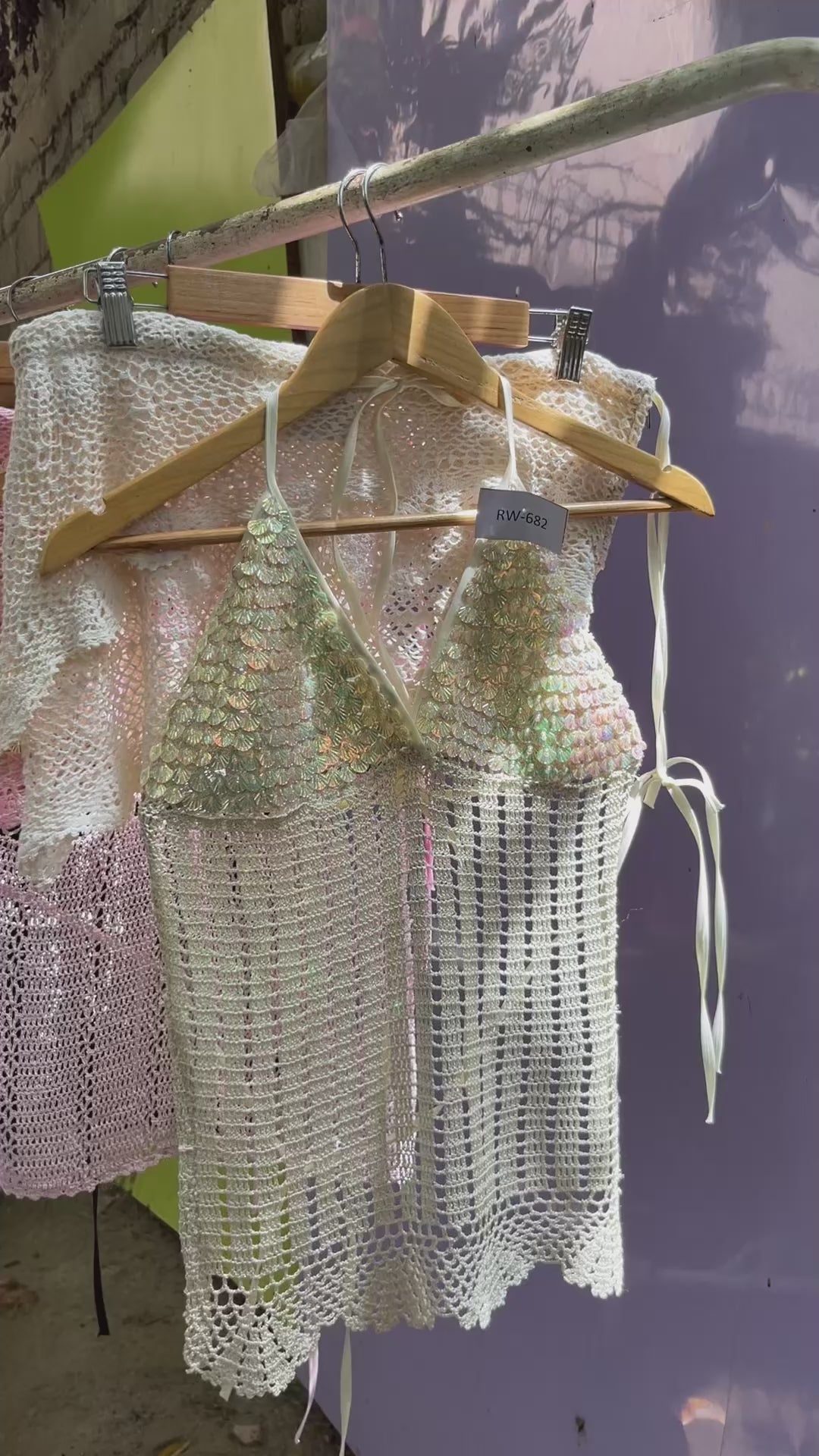 Load video: Crochet Backless Halter &amp; Mini Skirt